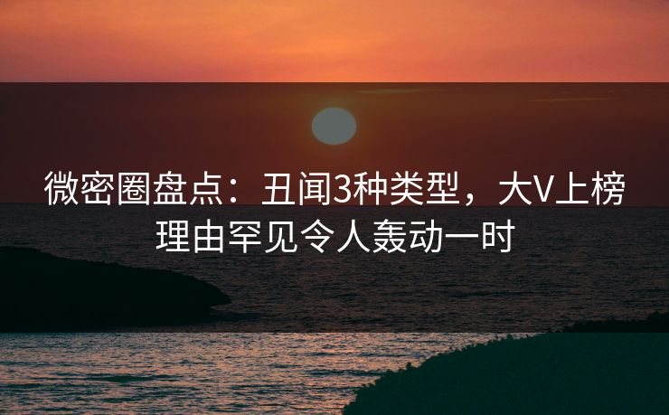 微密圈盘点：丑闻3种类型，大V上榜理由罕见令人轰动一时