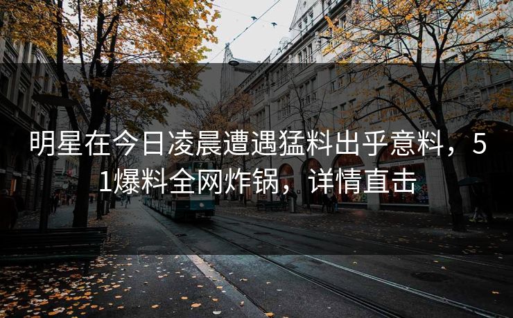 明星在今日凌晨遭遇猛料出乎意料，51爆料全网炸锅，详情直击