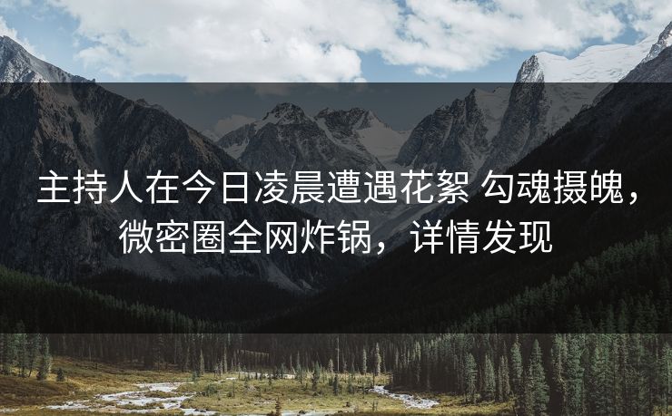 主持人在今日凌晨遭遇花絮 勾魂摄魄,微密圈全网炸锅,详情发现 主持人在今日凌晨遭遇花絮 勾魂摄魄,微密圈全网炸锅,详情发现