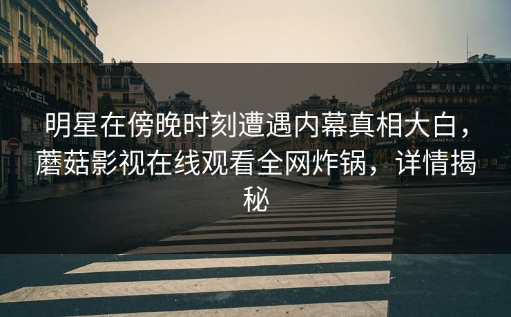 明星在傍晚时刻遭遇内幕真相大白，蘑菇影视在线观看全网炸锅，详情揭秘