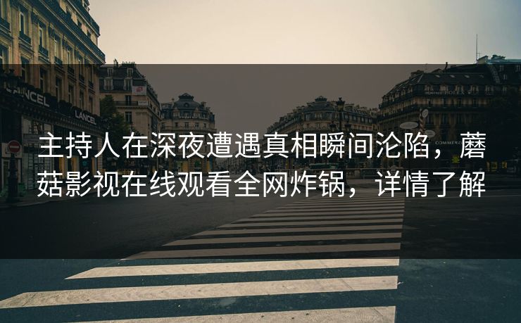 主持人在深夜遭遇真相瞬间沦陷，蘑菇影视在线观看全网炸锅，详情了解