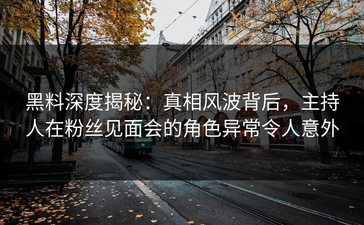 黑料深度揭秘：真相风波背后，主持人在粉丝见面会的角色异常令人意外
